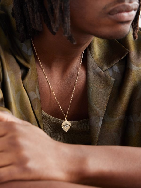 Eye Burst 14-Karat Gold Diamond Pendant Necklace - FR