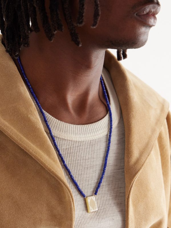 Prayer Box 14-Karat Gold Lapis Lazuli Beaded Necklace - FR Prayer Box 14-Karat Gold Lapis Lazuli Beaded Necklace - FR
