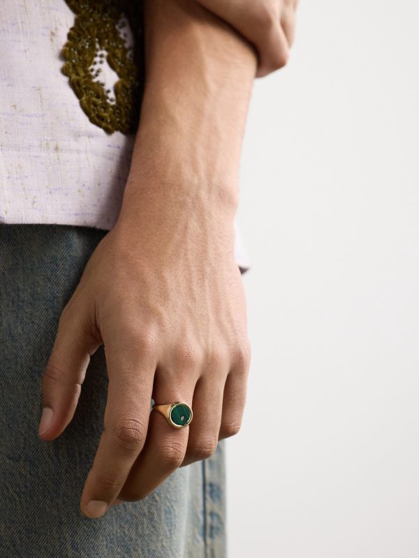 Gold, Malachite and Diamond Signet Ring - FR