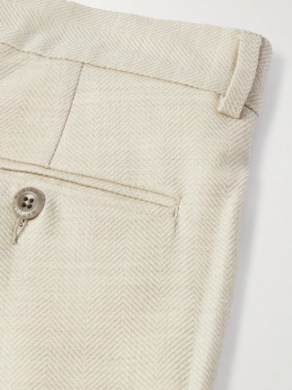 Luca Tapered Herringbone Linen Suit Trousers - CU