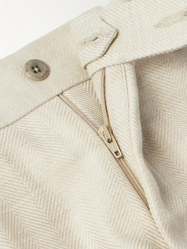 Luca Tapered Herringbone Linen Suit Trousers - E1