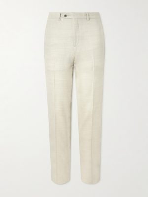 Luca Tapered Herringbone Linen Suit Trousers