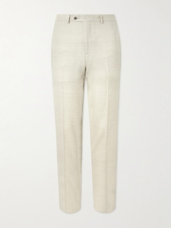 Luca Tapered Herringbone Linen Suit Trousers