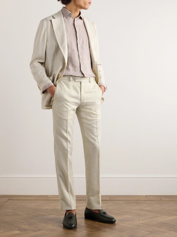 Luca Tapered Herringbone Linen Suit Trousers - OU