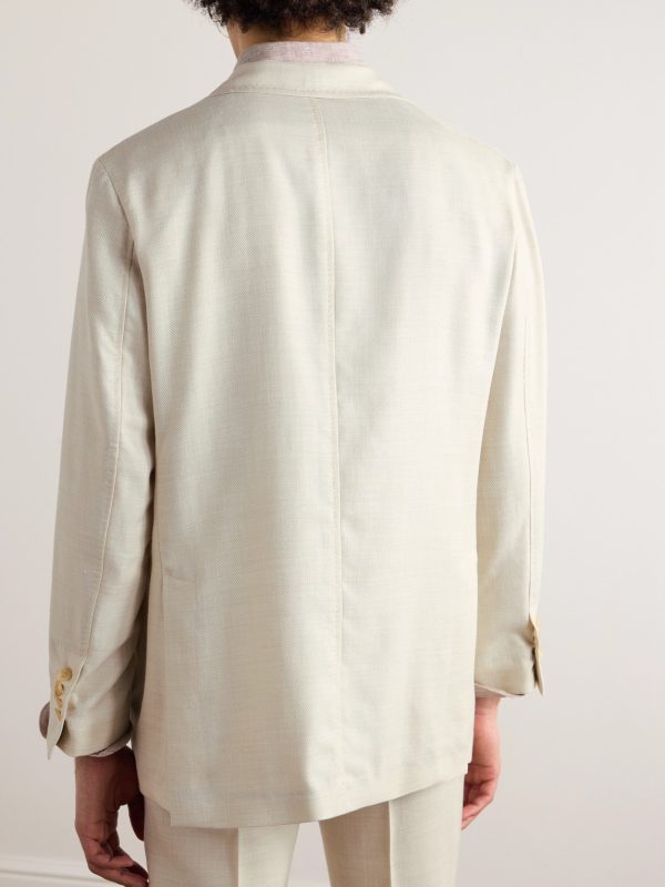 Herringbone Wool, Silk and Linen-Blend Suit Jacket - BK Herringbone Wool, Silk and Linen-Blend Suit Jacket - BK