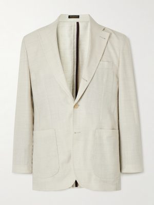 Herringbone Wool, Silk and Linen-Blend Suit Jacket