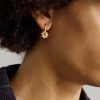 Small Chubby Ear Hoop and Never Ending Knot 18-Karat Gold and Enamel Single Earring - FR Small Chubby Ear Hoop and Never Ending Knot 18-Karat Gold and Enamel Single Earring - FR