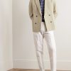 Double-Breasted Cotton-Blend Seersucker Blazer - OU Double-Breasted Cotton-Blend Seersucker Blazer - OU