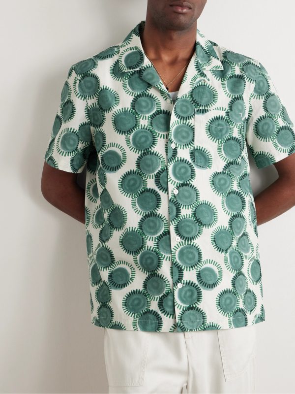 Camp-Collar Printed Cotton-Poplin Shirt - FR Camp-Collar Printed Cotton-Poplin Shirt - FR