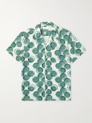 Camp-Collar Printed Cotton-Poplin Shirt