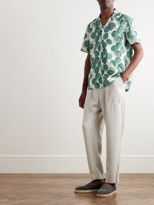 Camp-Collar Printed Cotton-Poplin Shirt - OU Camp-Collar Printed Cotton-Poplin Shirt - OU