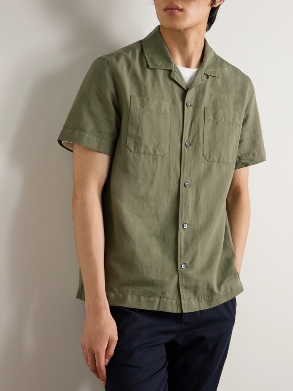 Michael Convertible-Collar Garment-Dyed Cotton and Linen-Blend Twill Shirt - FR Michael Convertible-Collar Garment-Dyed Cotton and Linen-Blend Twill Shirt - FR