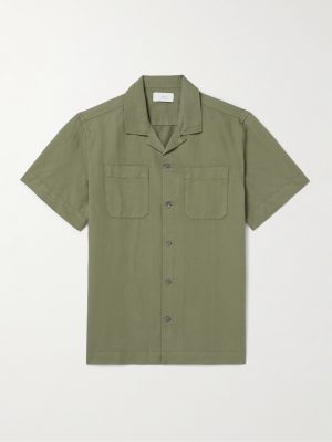 Michael Convertible-Collar Garment-Dyed Cotton and Linen-Blend Twill Shirt Michael Convertible-Collar Garment-Dyed Cotton and Linen-Blend Twill Shirt