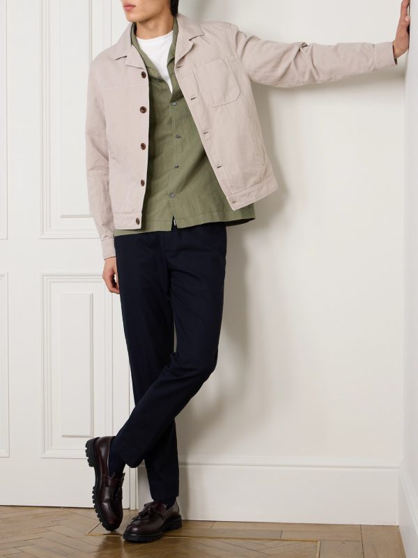 Michael Convertible-Collar Garment-Dyed Cotton and Linen-Blend Twill Shirt - OU Michael Convertible-Collar Garment-Dyed Cotton and Linen-Blend Twill Shirt - OU