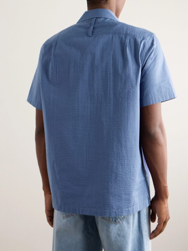 Camp-Collar Striped Organic Cotton Shirt - BK Camp-Collar Striped Organic Cotton Shirt - BK