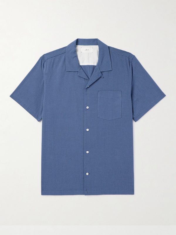 Camp-Collar Striped Organic Cotton Shirt Camp-Collar Striped Organic Cotton Shirt
