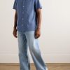 Camp-Collar Striped Organic Cotton Shirt - OU Camp-Collar Striped Organic Cotton Shirt - OU