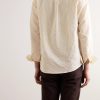 Camp-Collar Embroidered Striped Cotton and Linen-Blend Shirt - BK Camp-Collar Embroidered Striped Cotton and Linen-Blend Shirt - BK