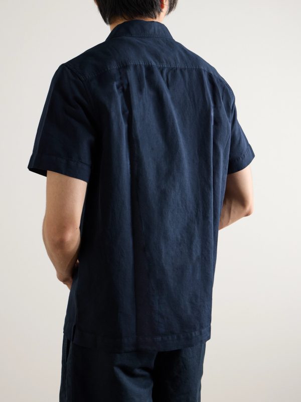 Michael Convertible-Collar Garment-Dyed Cotton and Linen-Blend Twill Shirt - BK Michael Convertible-Collar Garment-Dyed Cotton and Linen-Blend Twill Shirt - BK