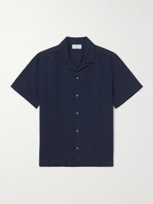 Michael Convertible-Collar Garment-Dyed Cotton and Linen-Blend Twill Shirt Michael Convertible-Collar Garment-Dyed Cotton and Linen-Blend Twill Shirt