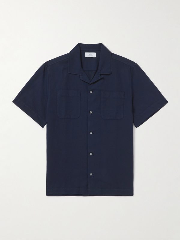 Michael Convertible-Collar Garment-Dyed Cotton and Linen-Blend Twill Shirt Michael Convertible-Collar Garment-Dyed Cotton and Linen-Blend Twill Shirt