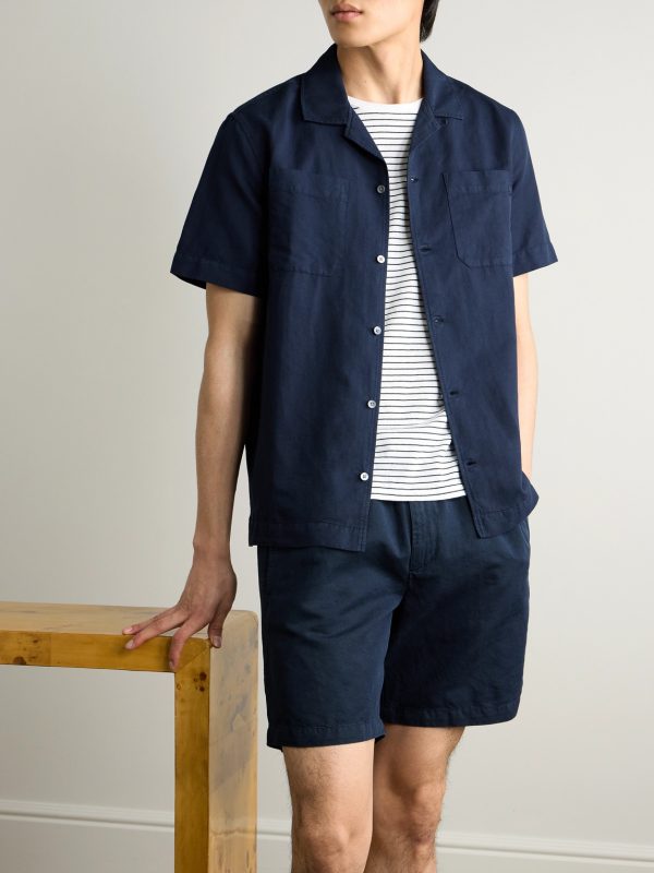 Michael Convertible-Collar Garment-Dyed Cotton and Linen-Blend Twill Shirt - OU Michael Convertible-Collar Garment-Dyed Cotton and Linen-Blend Twill Shirt - OU