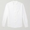 Grandad-Collar Organic Cotton and Linen-Blend Seersucker Shirt Grandad-Collar Organic Cotton and Linen-Blend Seersucker Shirt