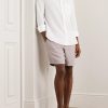 Grandad-Collar Organic Cotton and Linen-Blend Seersucker Shirt - OU Grandad-Collar Organic Cotton and Linen-Blend Seersucker Shirt - OU