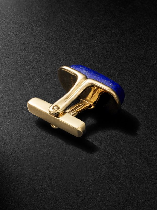 Oblong 18-Karat Gold Lapis Lazuli Cufflinks - BK Oblong 18-Karat Gold Lapis Lazuli Cufflinks - BK