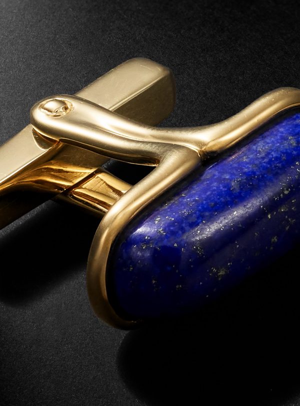 Oblong 18-Karat Gold Lapis Lazuli Cufflinks - CU Oblong 18-Karat Gold Lapis Lazuli Cufflinks - CU