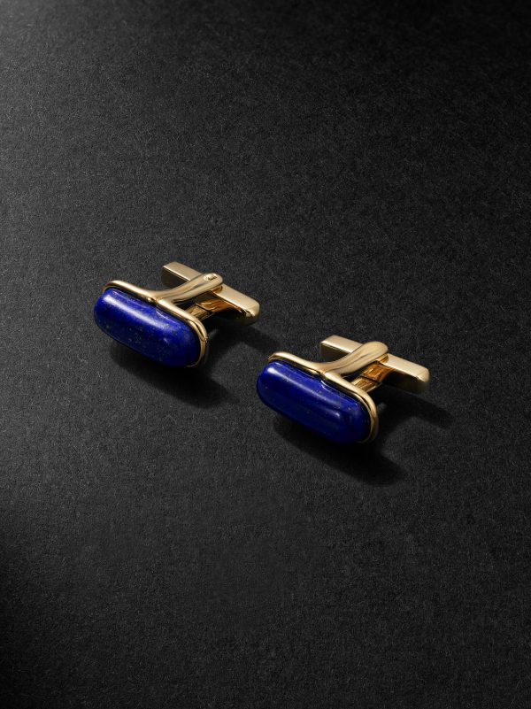 Oblong 18-Karat Gold Lapis Lazuli Cufflinks Oblong 18-Karat Gold Lapis Lazuli Cufflinks