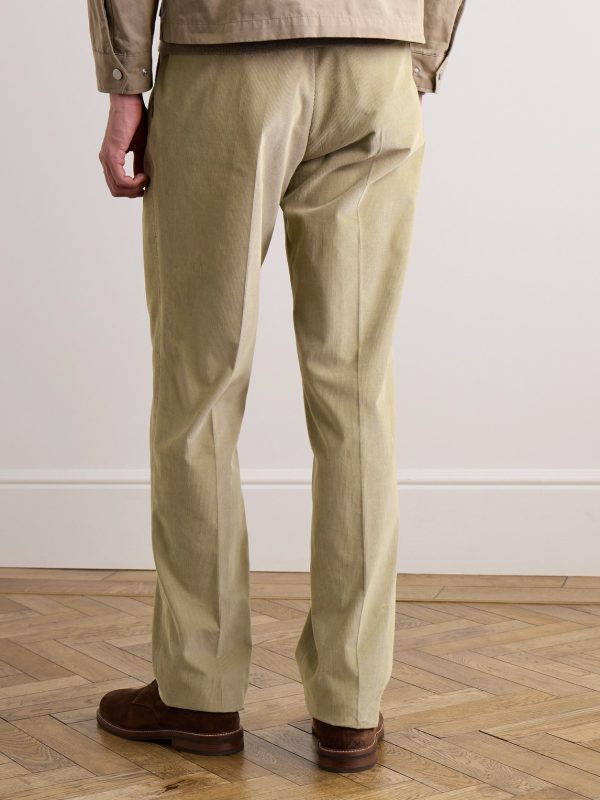 Tapered Pleated Cotton-Corduroy Trousers - BK Tapered Pleated Cotton-Corduroy Trousers - BK