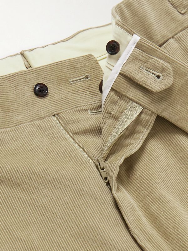 Tapered Pleated Cotton-Corduroy Trousers - E1 Tapered Pleated Cotton-Corduroy Trousers - E1