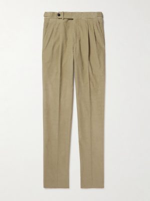 Tapered Pleated Cotton-Corduroy Trousers Tapered Pleated Cotton-Corduroy Trousers