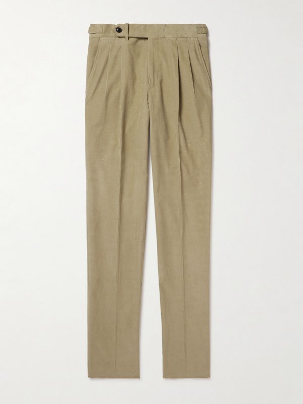Tapered Pleated Cotton-Corduroy Trousers Tapered Pleated Cotton-Corduroy Trousers