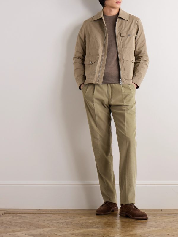 Tapered Pleated Cotton-Corduroy Trousers - OU Tapered Pleated Cotton-Corduroy Trousers - OU