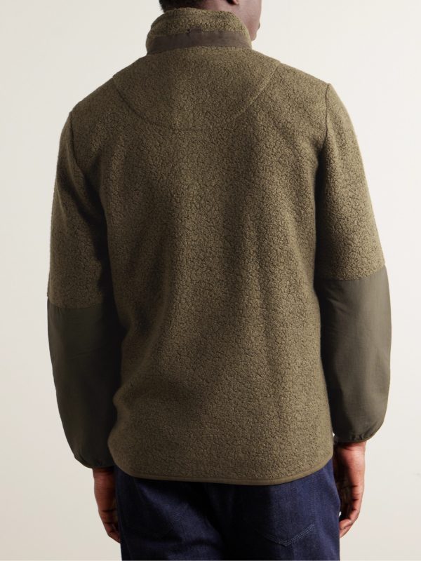 Shell-Trimmed Bouclé Half-Zip Jacket - BK Shell-Trimmed Bouclé Half-Zip Jacket - BK