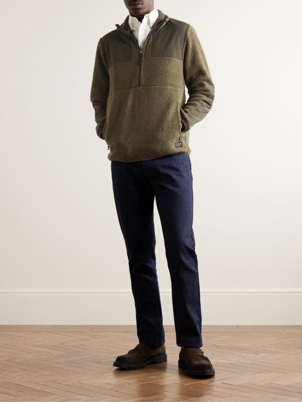 Shell-Trimmed Bouclé Half-Zip Jacket - OU Shell-Trimmed Bouclé Half-Zip Jacket - OU