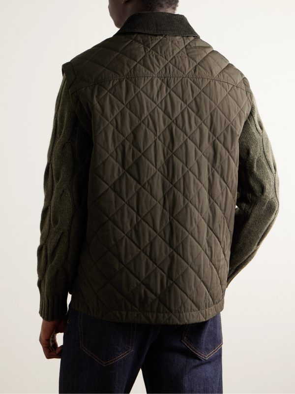 Cotton Corduroy-Trimmed Padded Quilted Shell Gilet - BK