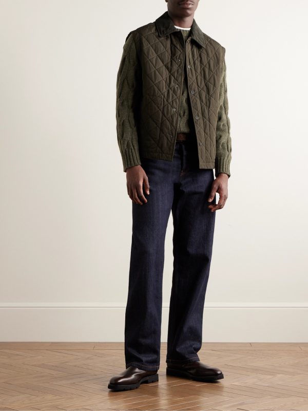 Cotton Corduroy-Trimmed Padded Quilted Shell Gilet - OU