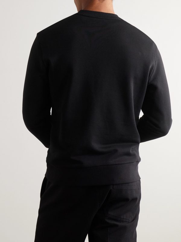 Appliquéd Logo-Flocked Cotton-Jersey Sweatshirt - BK Appliquéd Logo-Flocked Cotton-Jersey Sweatshirt - BK