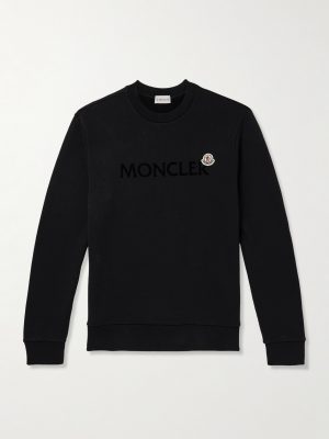 Appliquéd Logo-Flocked Cotton-Jersey Sweatshirt Appliquéd Logo-Flocked Cotton-Jersey Sweatshirt