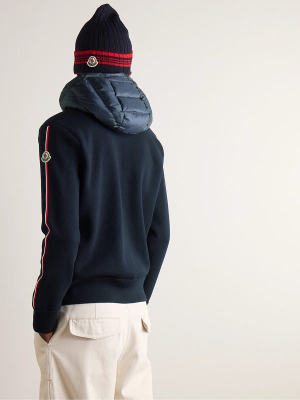 Logo-Appliquéd Virgin Wool and Quilted Shell Down Cardigan - BK Logo-Appliquéd Virgin Wool and Quilted Shell Down Cardigan - BK