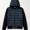 Logo-Appliquéd Virgin Wool and Quilted Shell Down Cardigan Logo-Appliquéd Virgin Wool and Quilted Shell Down Cardigan