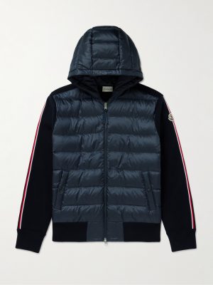 Logo-Appliquéd Virgin Wool and Quilted Shell Down Cardigan