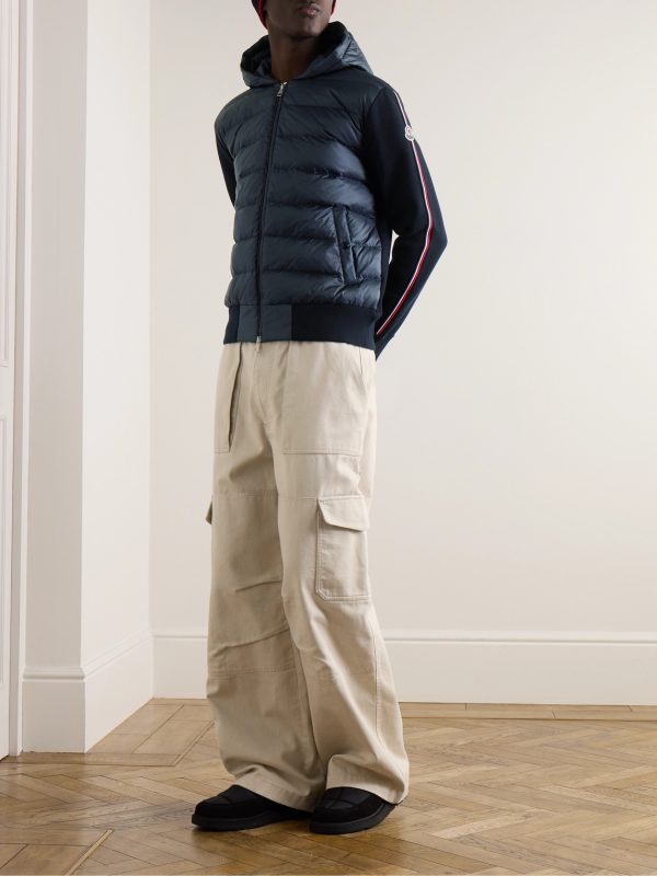 Logo-Appliquéd Virgin Wool and Quilted Shell Down Cardigan - OU Logo-Appliquéd Virgin Wool and Quilted Shell Down Cardigan - OU