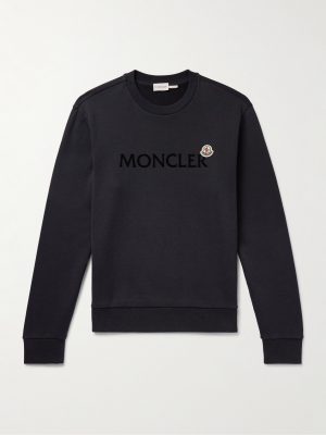 Appliquéd Logo-Flocked Cotton-Jersey Sweatshirt Appliquéd Logo-Flocked Cotton-Jersey Sweatshirt