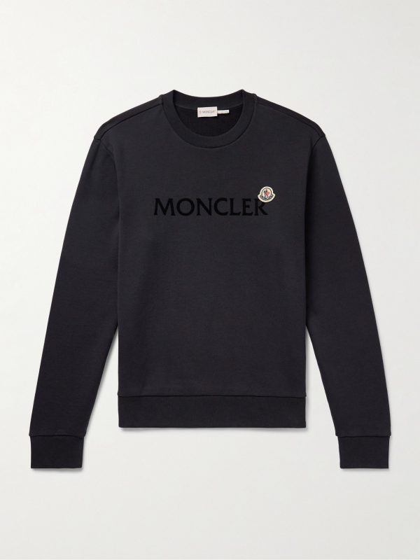 Appliquéd Logo-Flocked Cotton-Jersey Sweatshirt Appliquéd Logo-Flocked Cotton-Jersey Sweatshirt