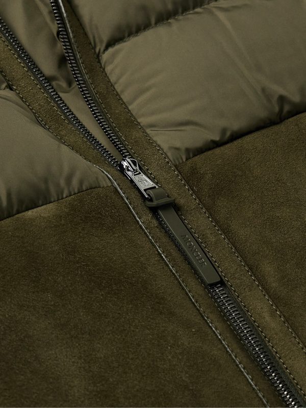 Tuffes Slim-Fit Suede-Trimmed Quilted Shell Down Hooded Jacket - E1