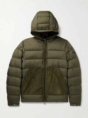 Tuffes Slim-Fit Suede-Trimmed Quilted Shell Down Hooded Jacket Tuffes Slim-Fit Suede-Trimmed Quilted Shell Down Hooded Jacket